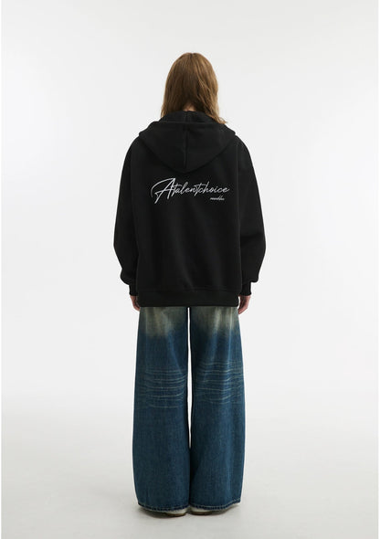 Unisex Soft Embroidered Double Zip Hoodie Jacket