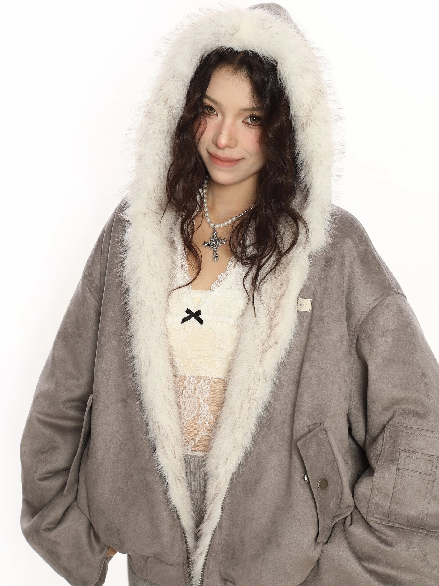 Suede Reversible Fur Cotton Jacket