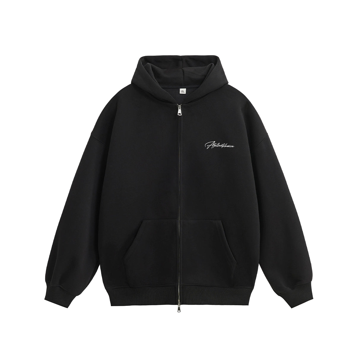 Unisex Soft Embroidered Double Zip Hoodie Jacket