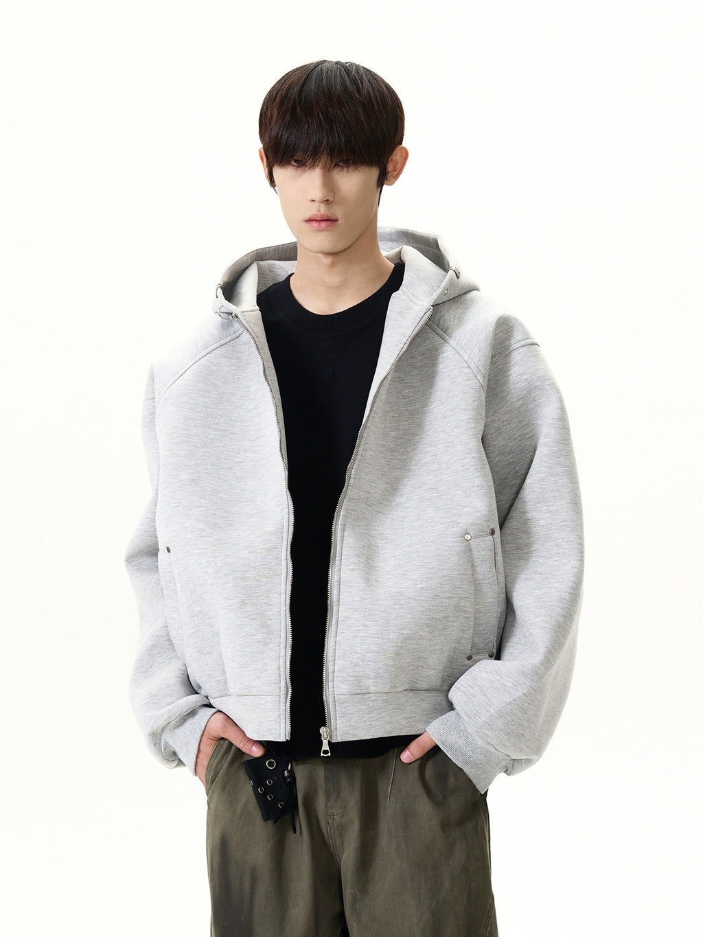 Cleanfit Deconstructed Cotton Padded Zip-Up Hoodie