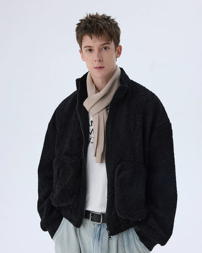 Fluffy Yarn Fleece Zip Up Jacket