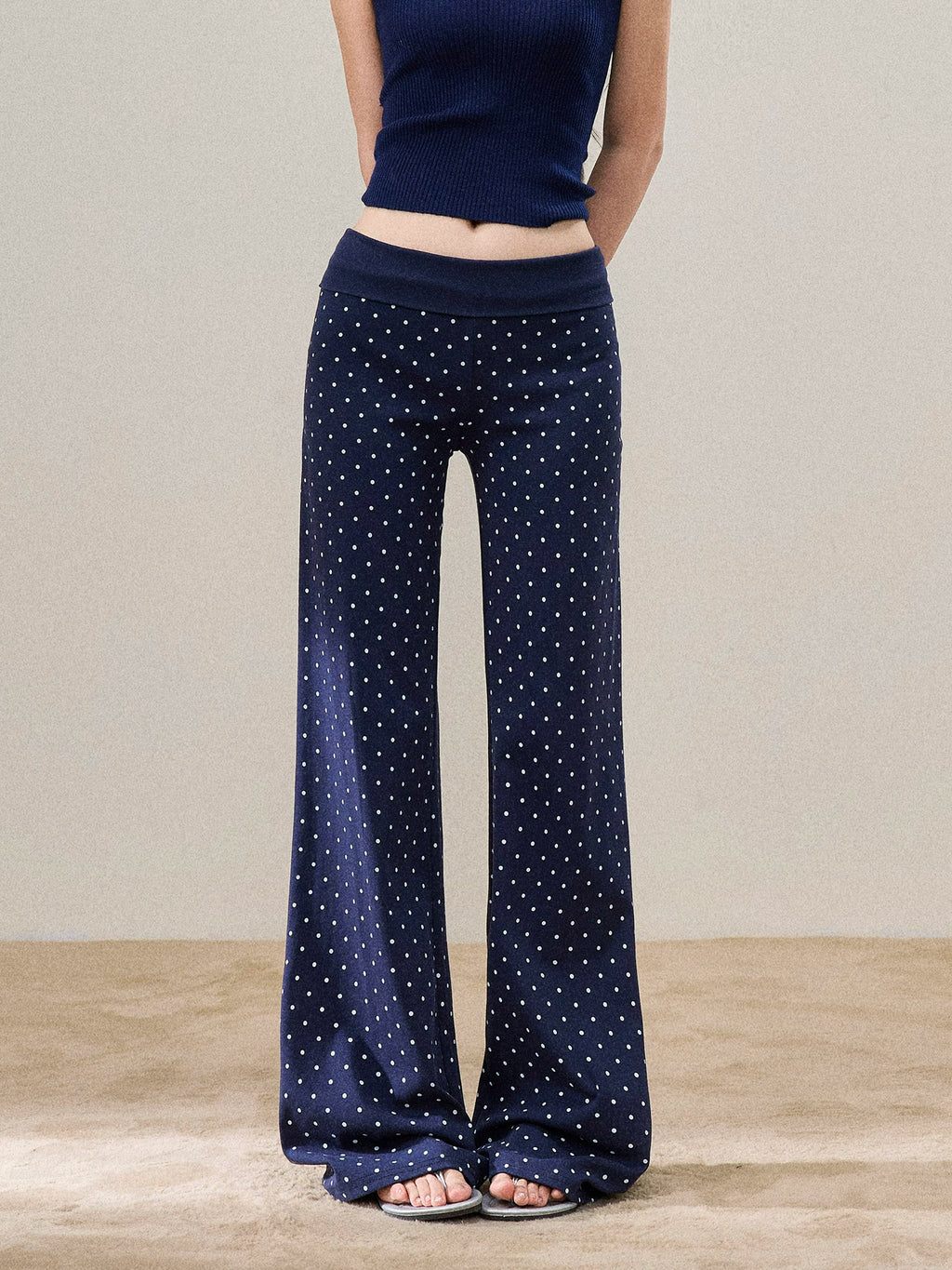 Polka Dot Low-Rise Wide-Leg Pants