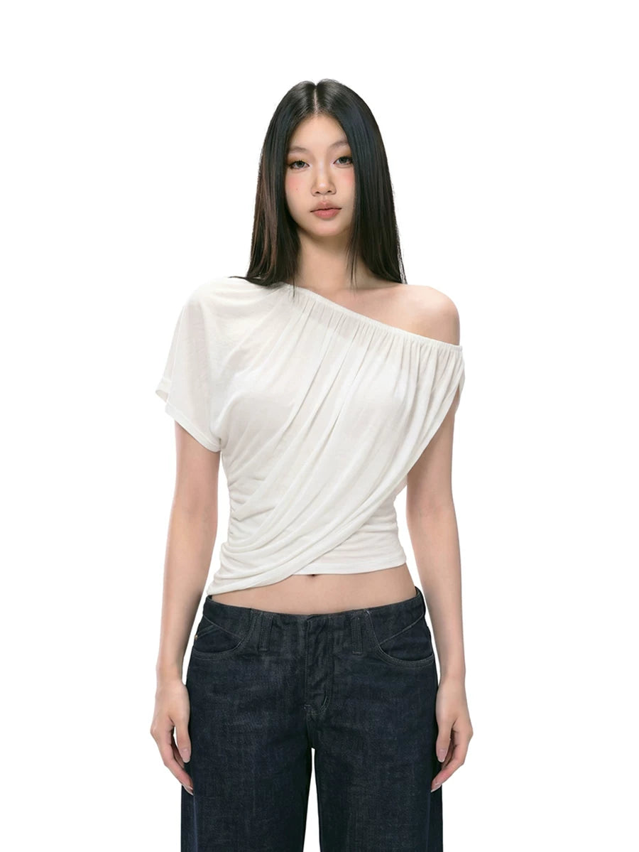 Draped Off-Shoulder Ruched Top