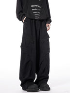 Multi-Pocket Straight-Leg Distressed Loose Wide-Leg Cargo Pants