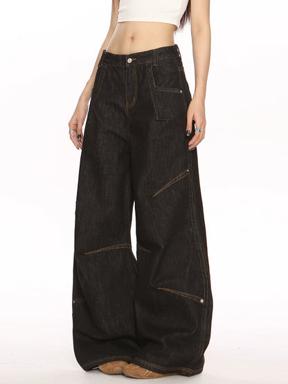 Retro Wide-Leg Casual Loose Fit Jeans