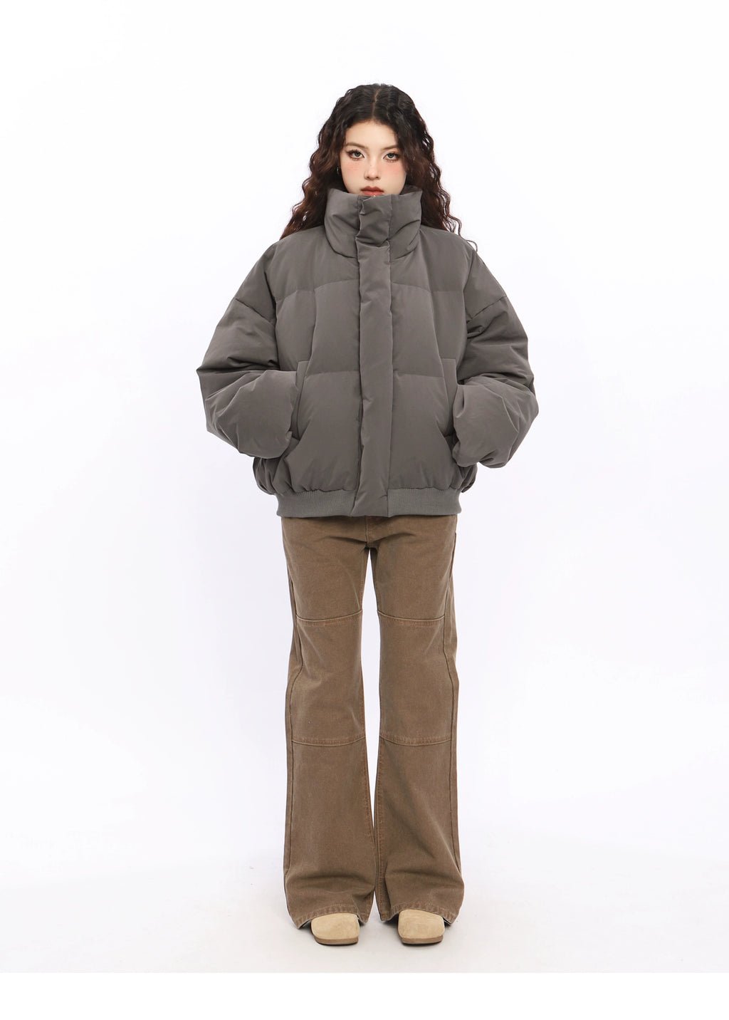 American Stand Collar Short Down Puffer Jacket
