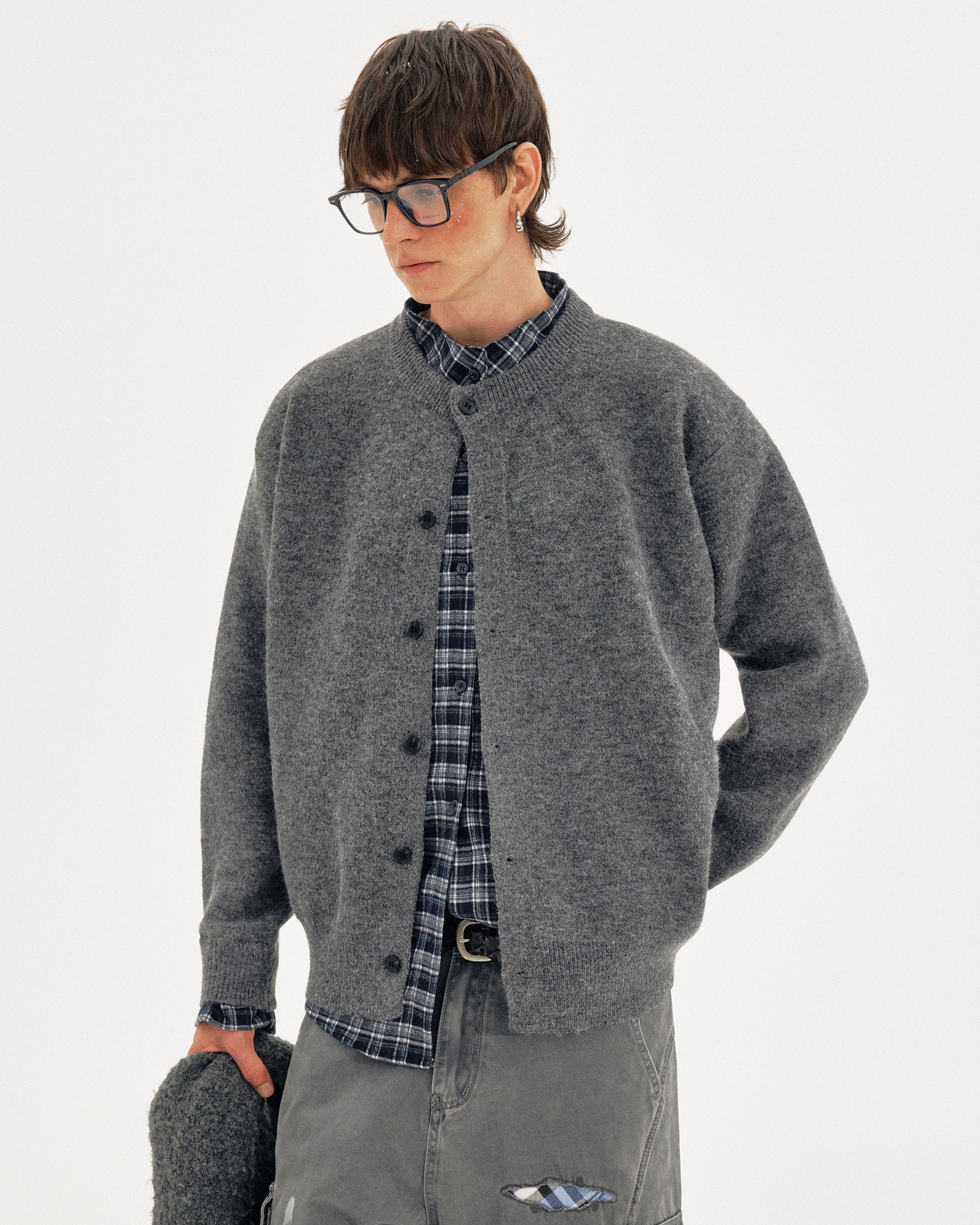 Old Money Spliced Plaid Cardigan