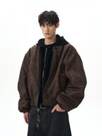Double Layer Hooded Flight Bomber Jacket
