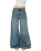 Vintage Washed Wide-Leg Flared Jeans