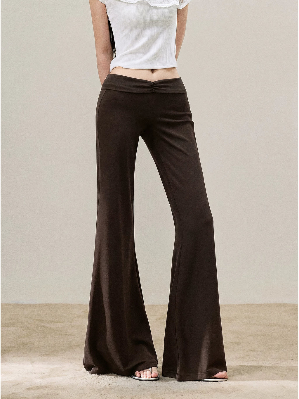 Low-Rise Flared Wide-Leg Pants