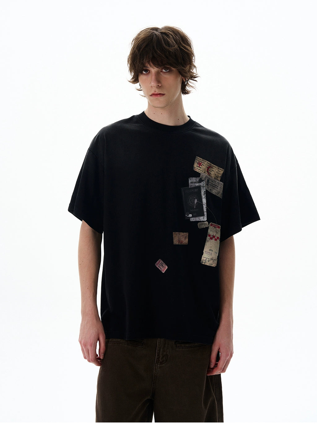 Retro Mottled Label Print Tee