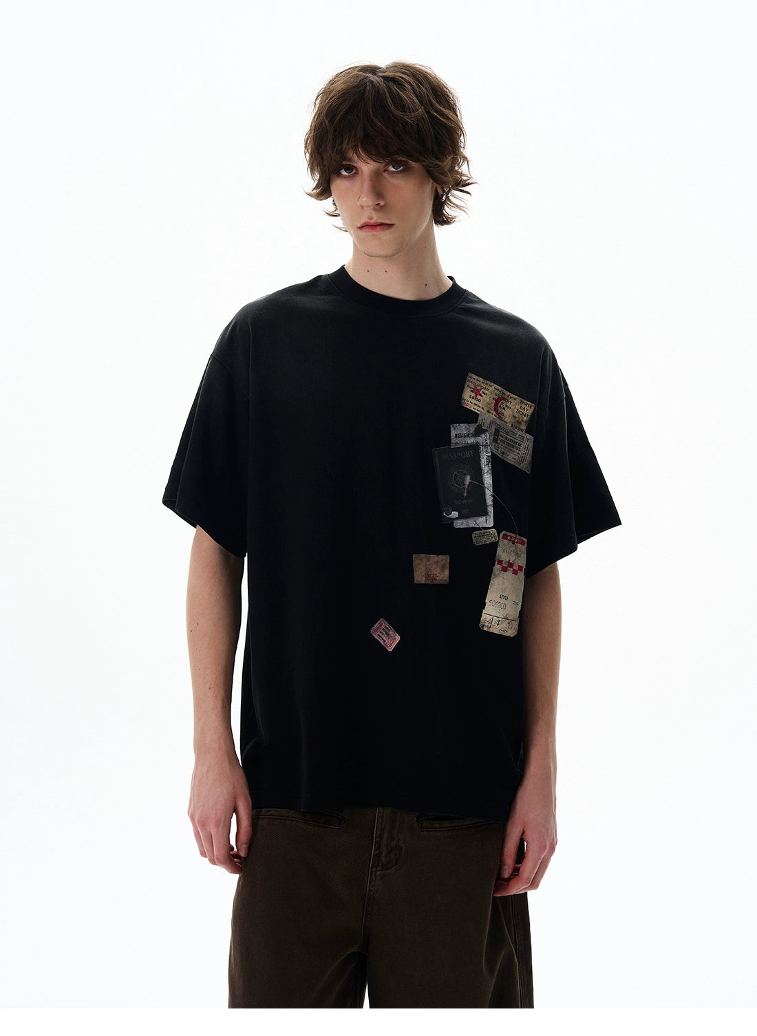 Retro Mottled Label Print Tee