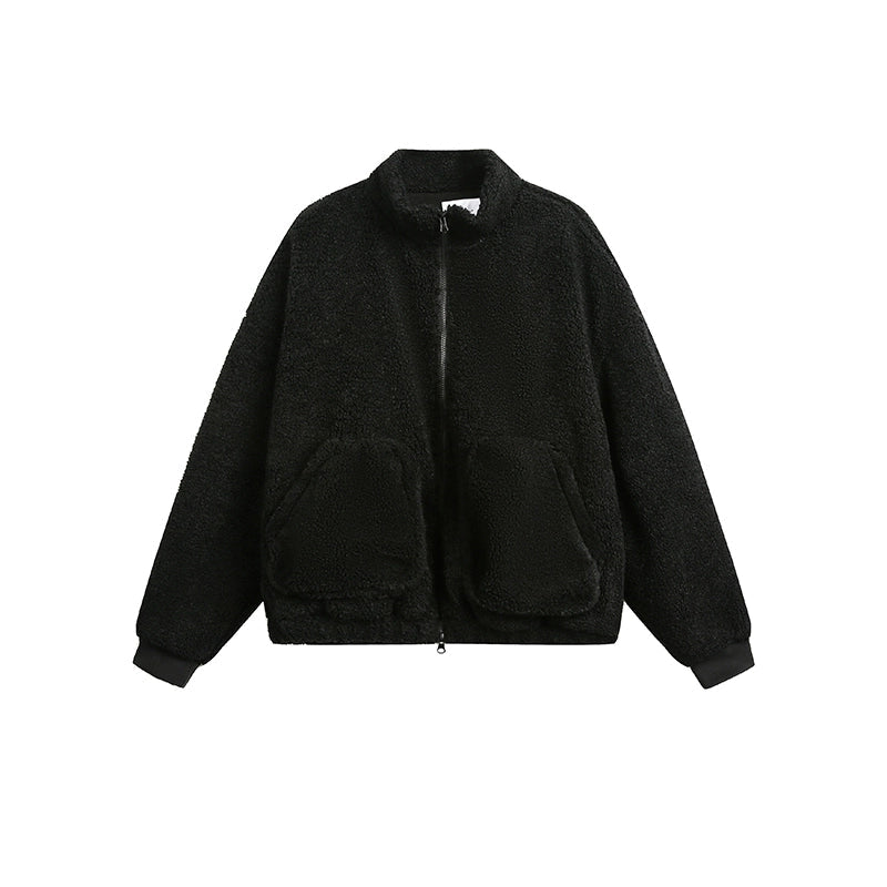 Fluffy Yarn Fleece Zip Up Jacket