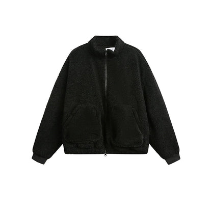 Fluffy Yarn Fleece Zip Up Jacket