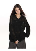 V-neck Cut-Out Knit Sweater Oversize