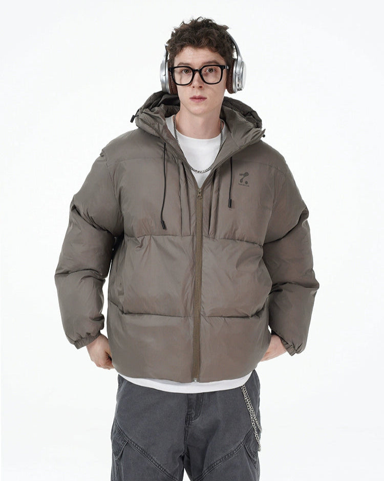 Padded Hoodie PU Puffer Jacket