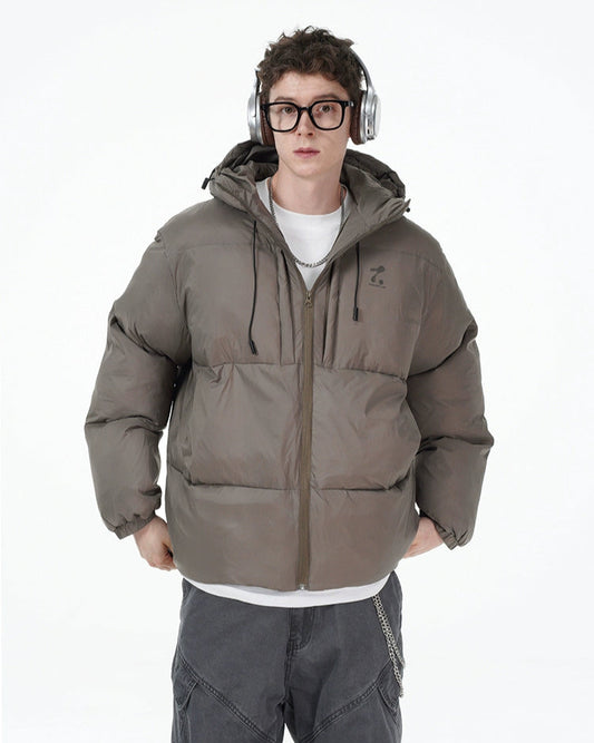 Padded Hoodie PU Puffer Jacket