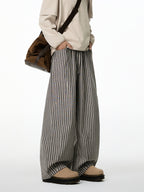 Vertical Striped Slacks Straight-leg Pants