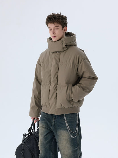Thickened Solid Collar Hooded Puffer Jacket