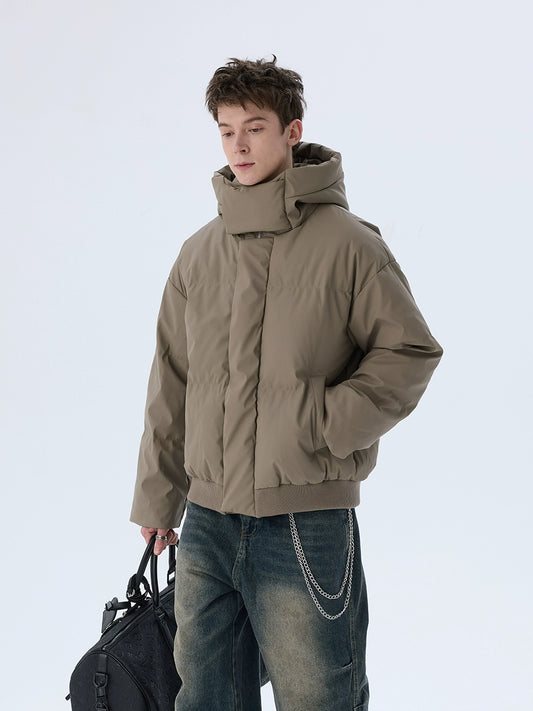 Thickened Solid Collar Hooded Puffer Jacket