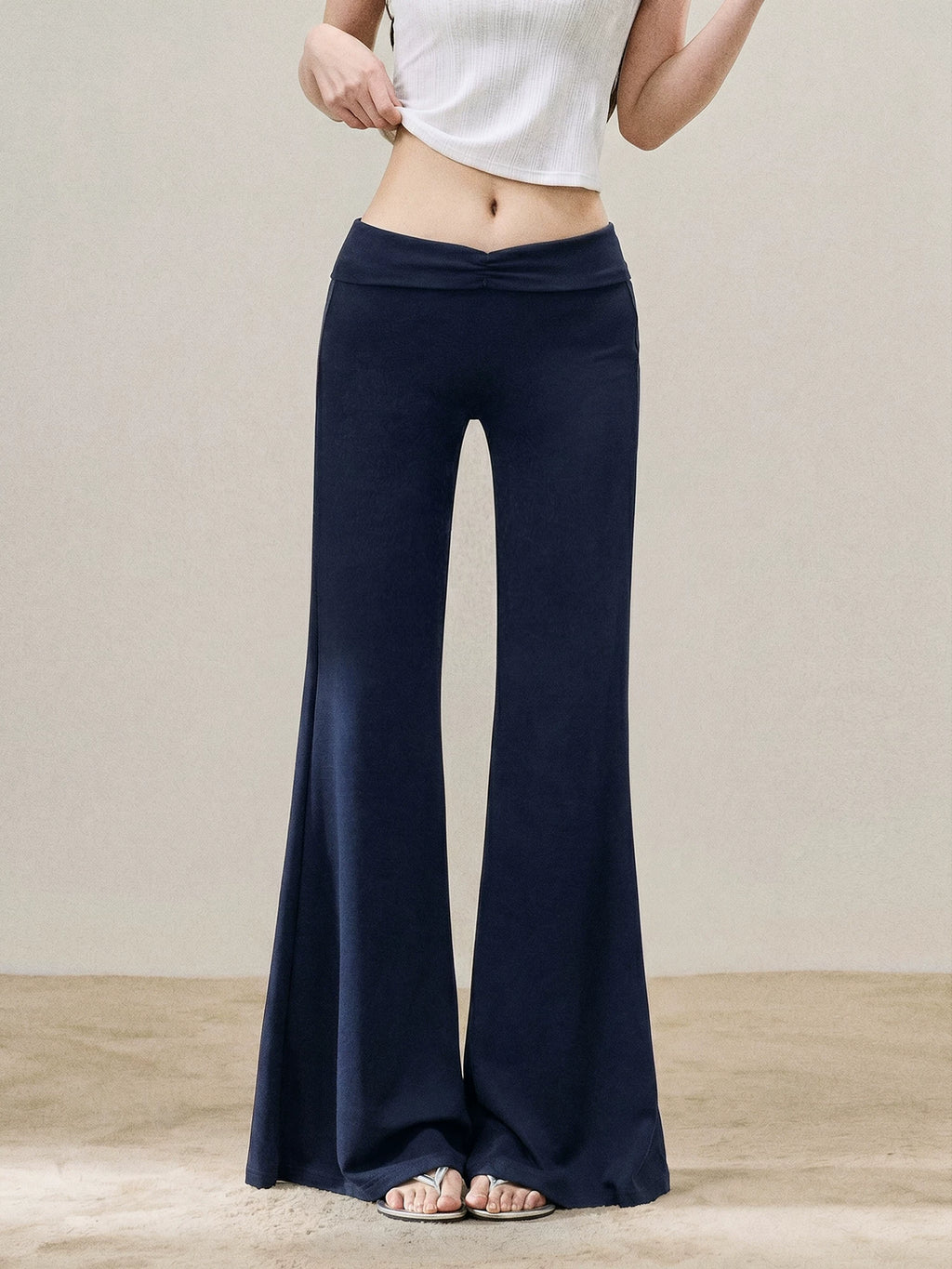 Low-Rise Flared Wide-Leg Pants