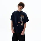 Retro Mottled Label Print Tee