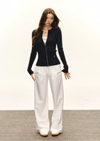 Round Neck Cable Cardigan Sweater