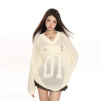 V-neck Cut-Out Knit Sweater Oversize