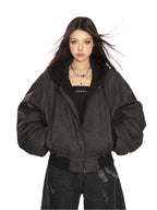 Heavy Double Layer Fake Two Piece Hooded Leather Jacket
