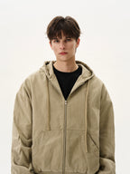 Silhouette Short Casual Boxy Washed Zip-Up Hoodie