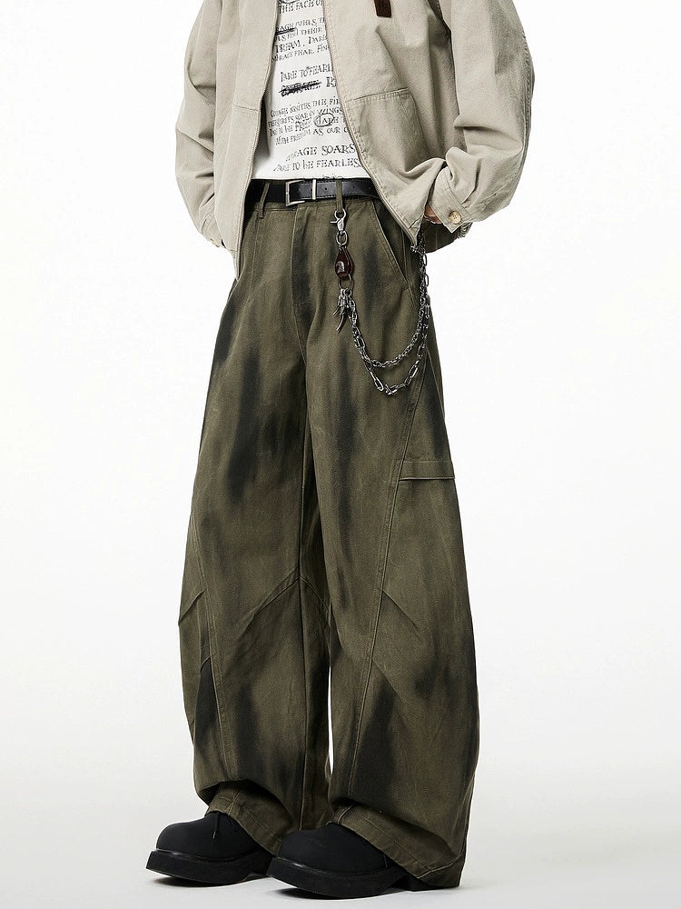 Retro Washed Wrinkled Loose Cargo Pants