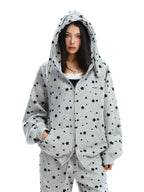 Full Print Star Rabbit Ears Hooded Sweatshirt Set