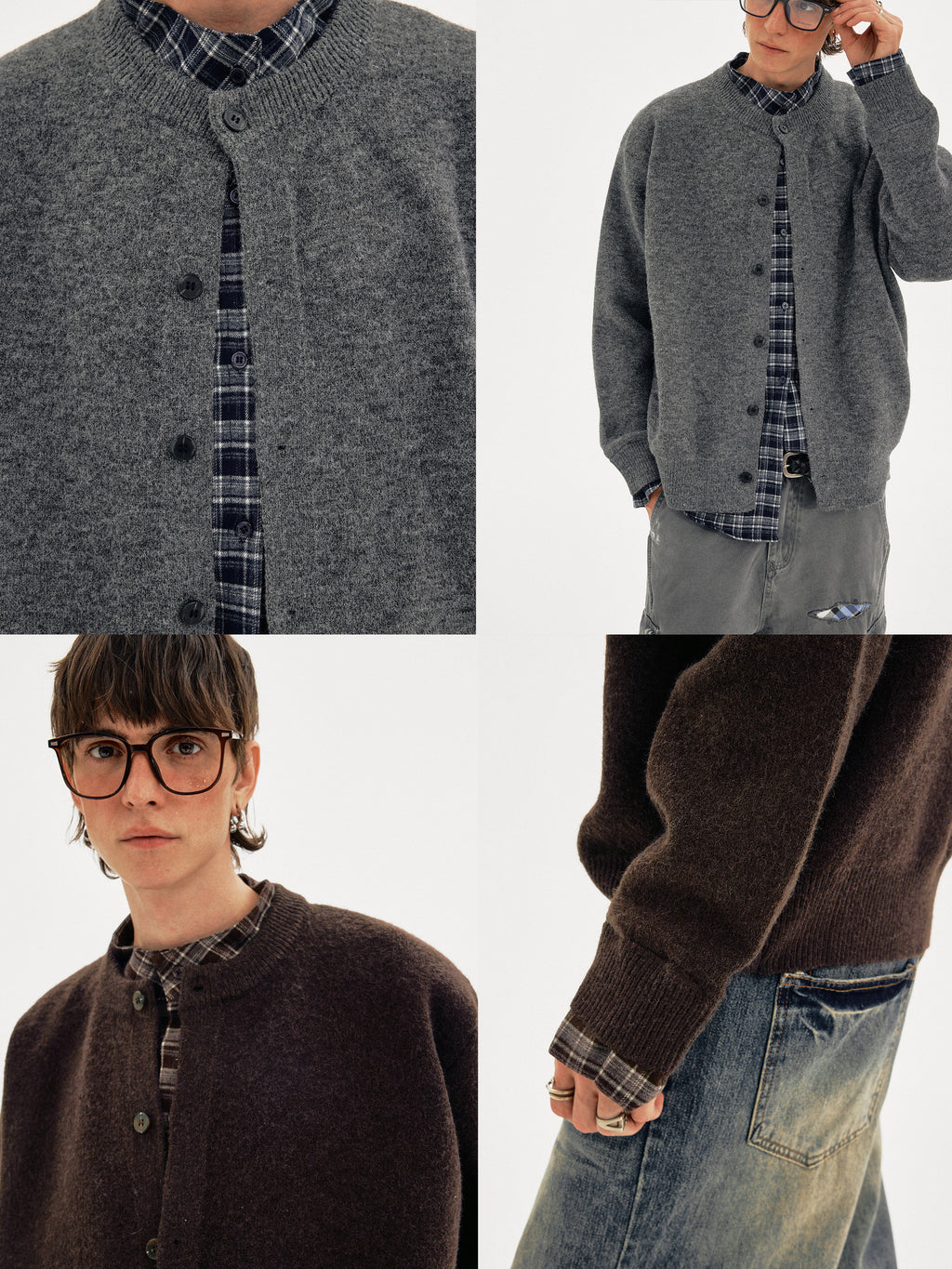 Old Money Spliced Plaid Cardigan