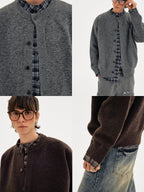 Old Money Spliced Plaid Cardigan