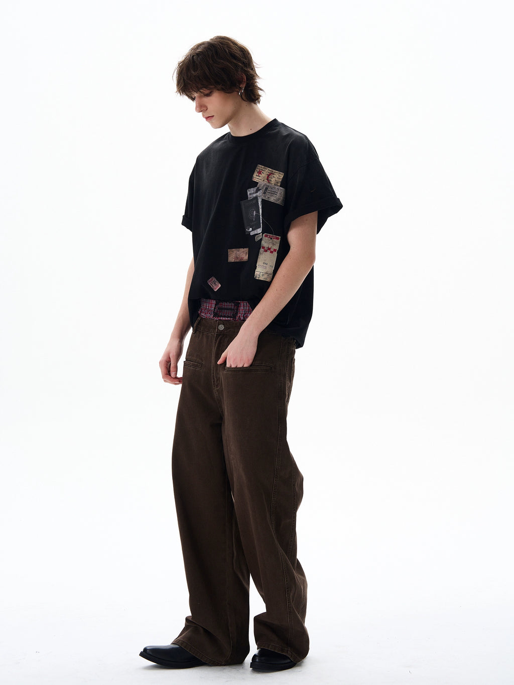 Retro Mottled Label Print Tee