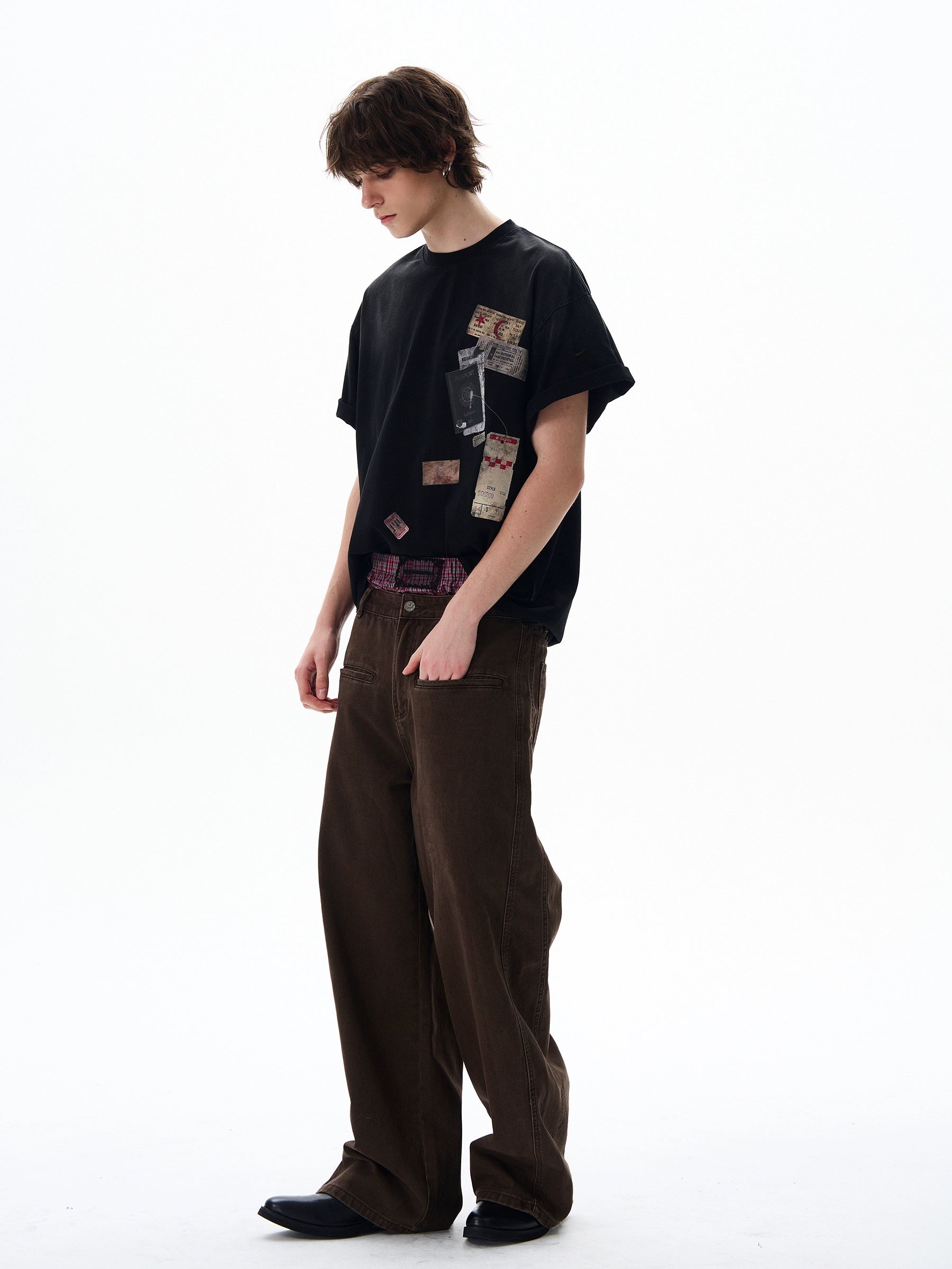 Retro Mottled Label Print Tee