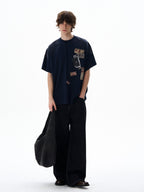 Retro Mottled Label Print Tee