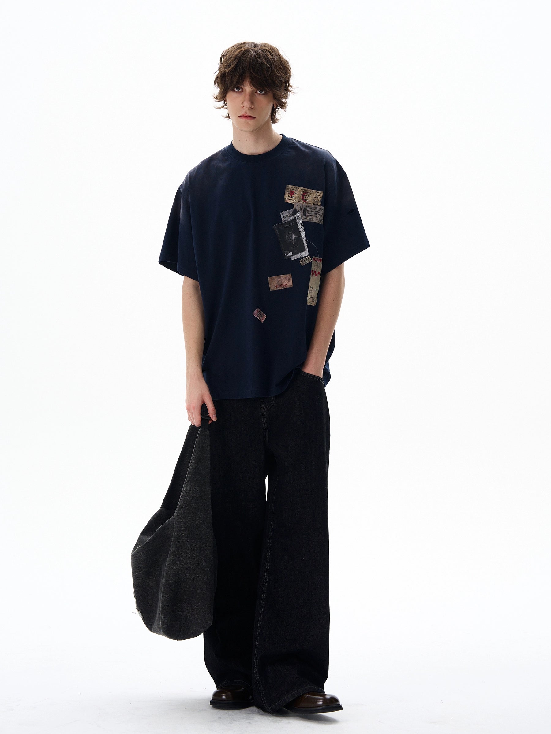 Retro Mottled Label Print Tee