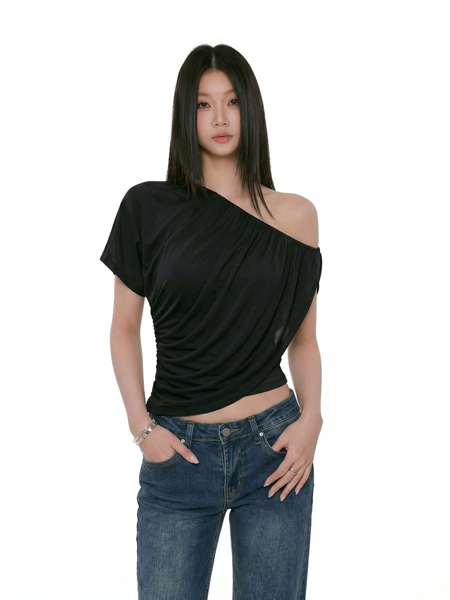 Draped Off-Shoulder Ruched Top