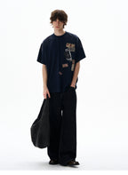 Retro Mottled Label Print Tee