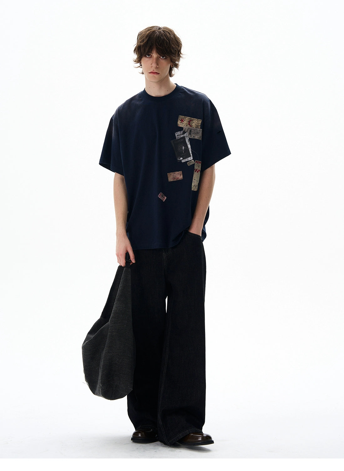 Retro Mottled Label Print Tee