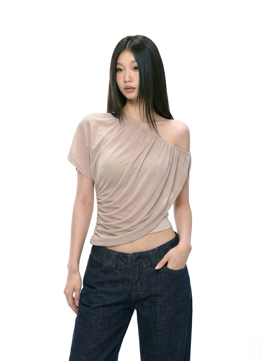 Draped Off-Shoulder Ruched Top