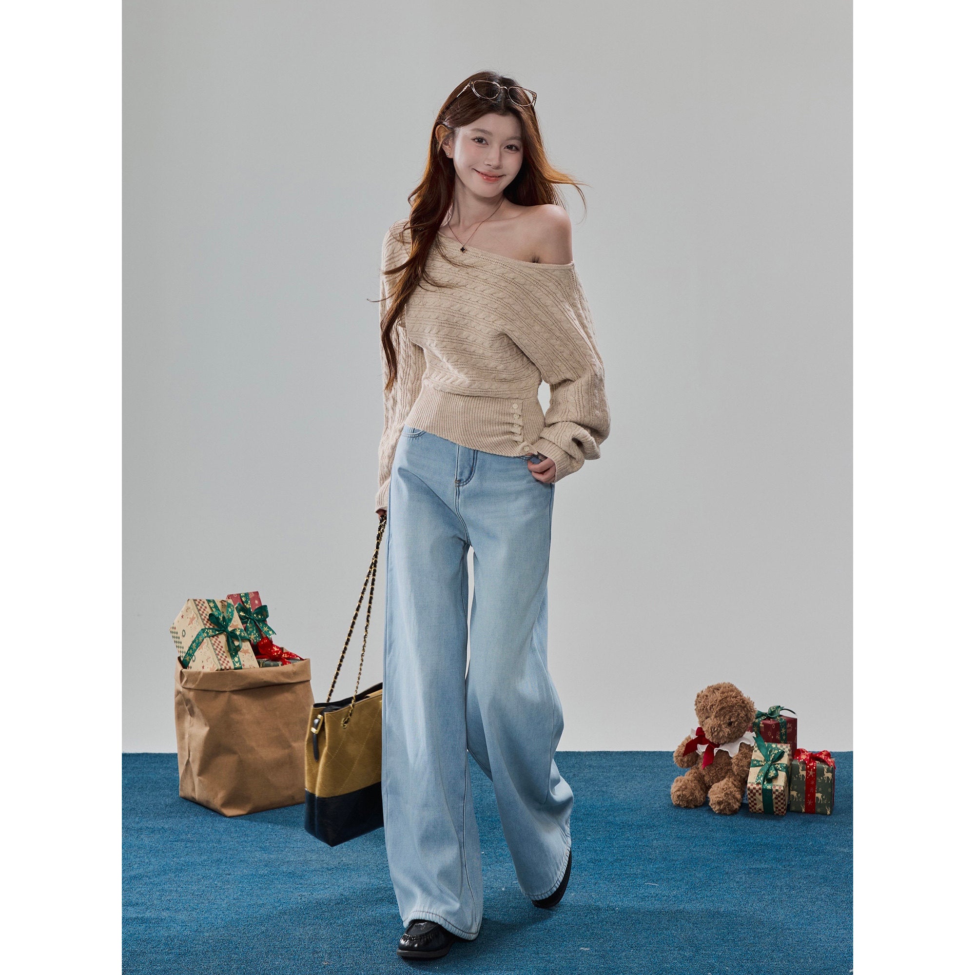 Shoulder Soft Knitted Sweater