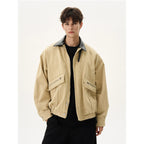 Cargo Bath Leather Collar Boxy Jacket