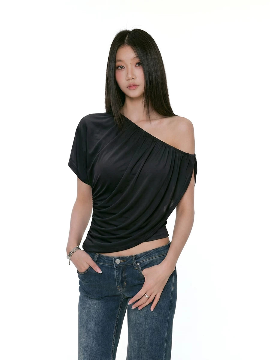 Draped Off-Shoulder Ruched Top