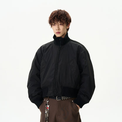 Black Vintage Bomber Cropped Jacket