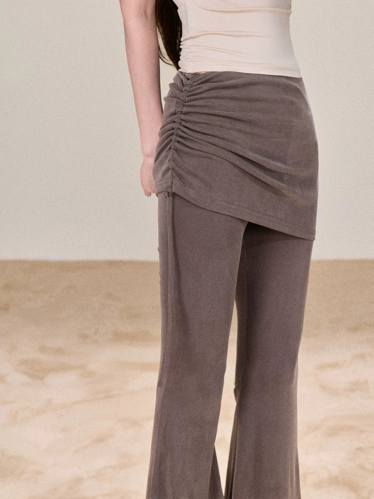 Ruched Wrap-Tie Flare Pants