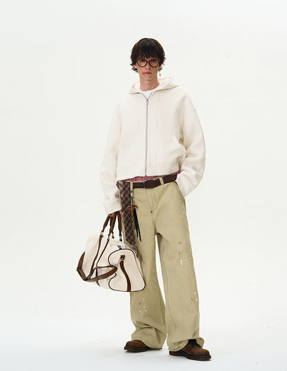 Short Reversible Wear Faux Leather Wool Jacket