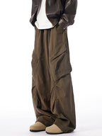Multi-Pocket Straight-Leg Distressed Loose Wide-Leg Cargo Pants