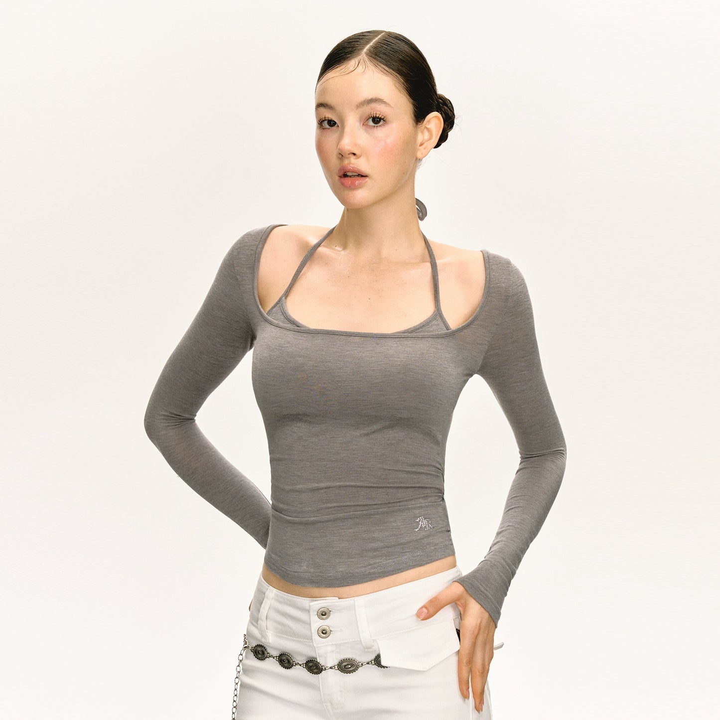 Two Long Sleeve Slim Fit Crop Top